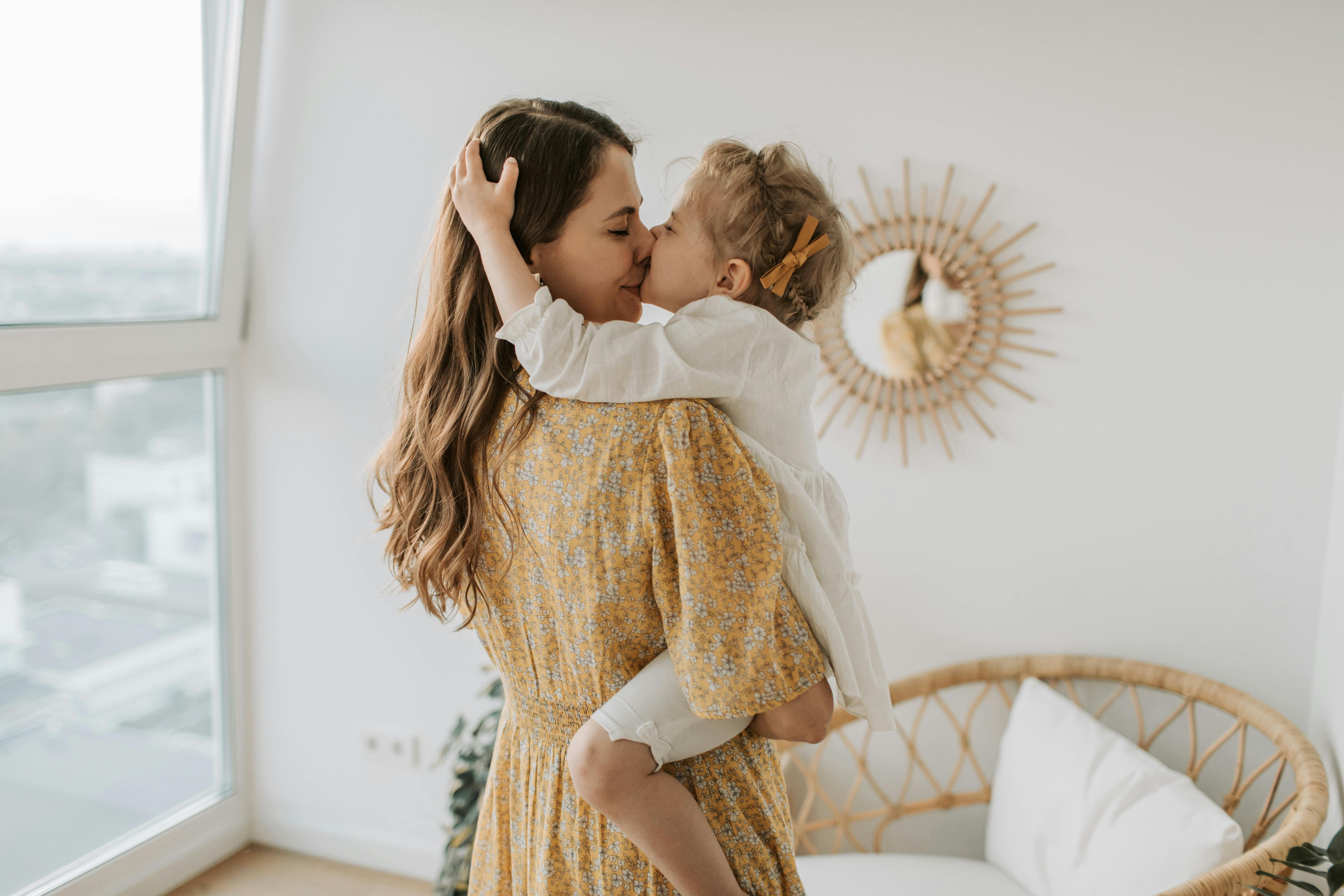 mom and child in a big hug
