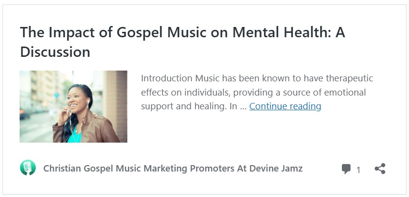 Impact of Gospel Music on Mental Health