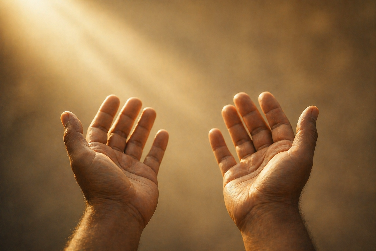 Open hands facing upward in prayer and surrender, representing trusting God with finances