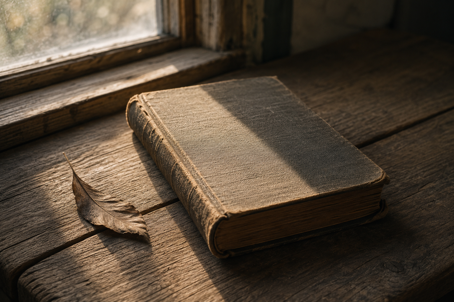 Worn copy of The Pilgrim's Progress resting in soft morning light