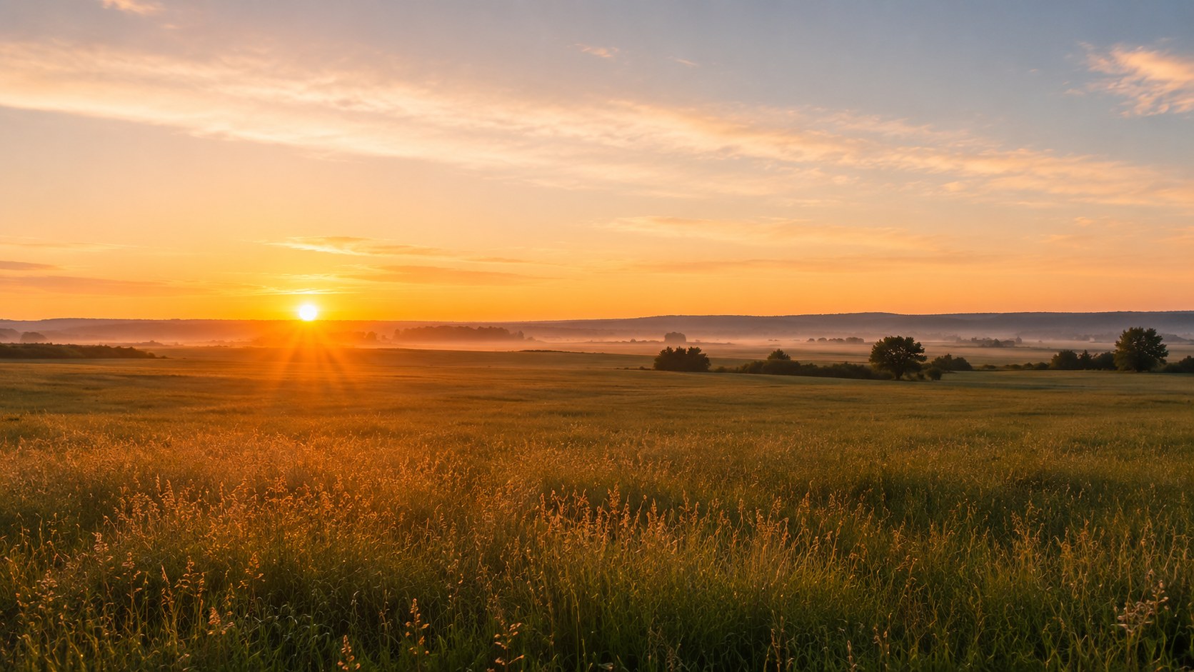 A calm sunrise over a quiet field, an image to accompany verses about nervousness