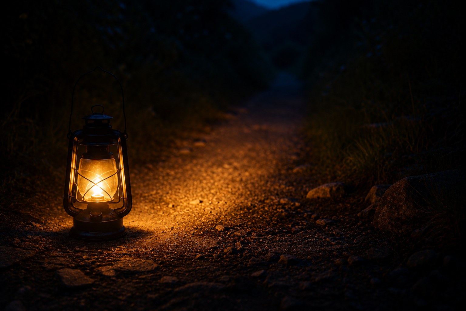 A lamp lighting a dark path forward, an image of facing fear with God