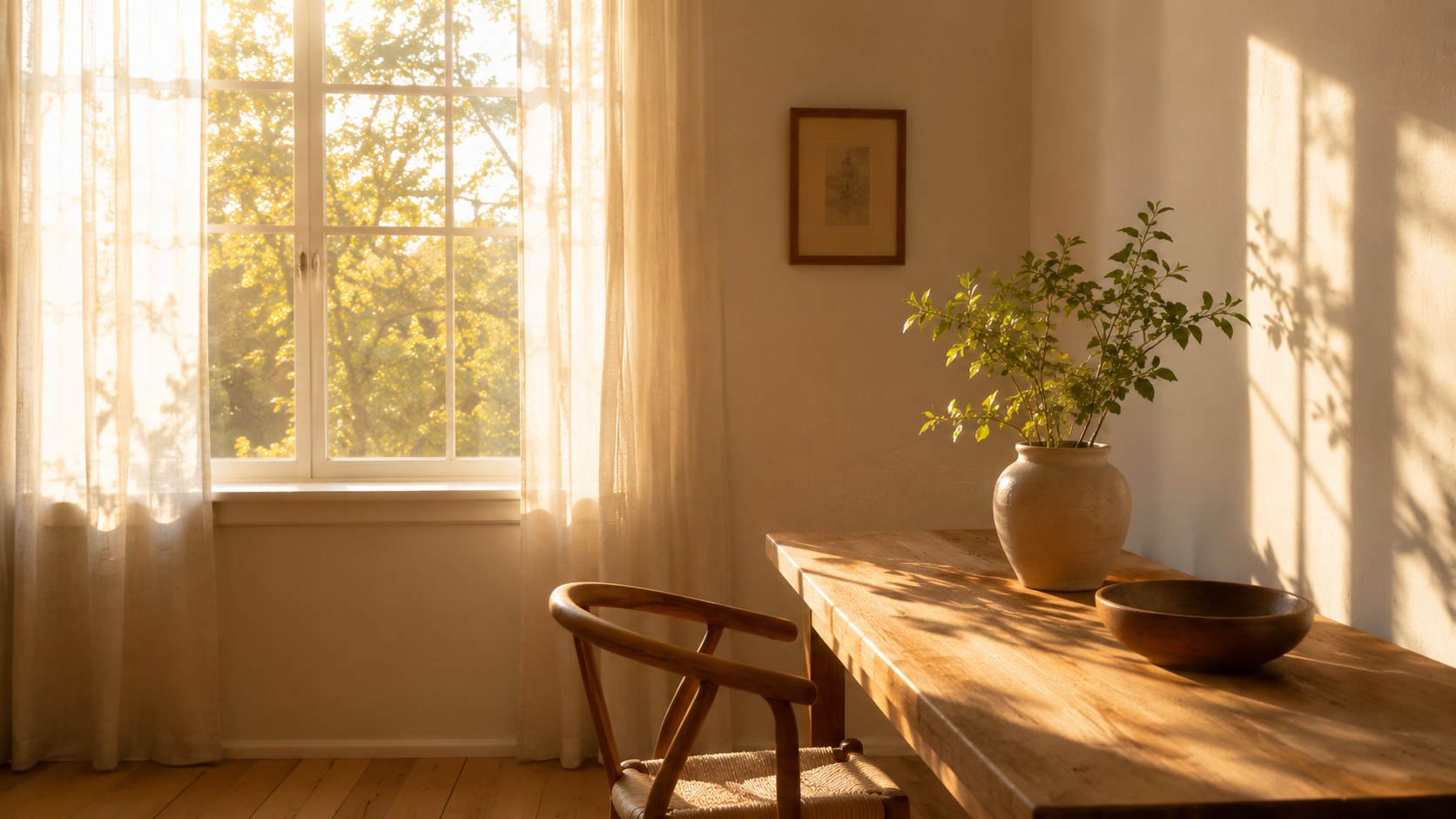 Soft morning light through a window on a quiet day, an image of scripture for comfort