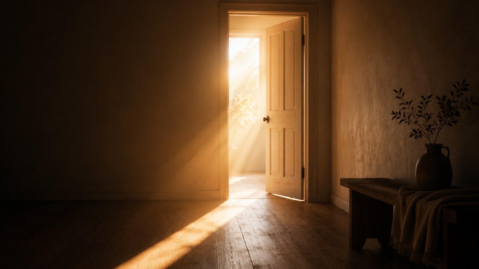 Soft light filling a quiet room, an image to accompany peace be with you