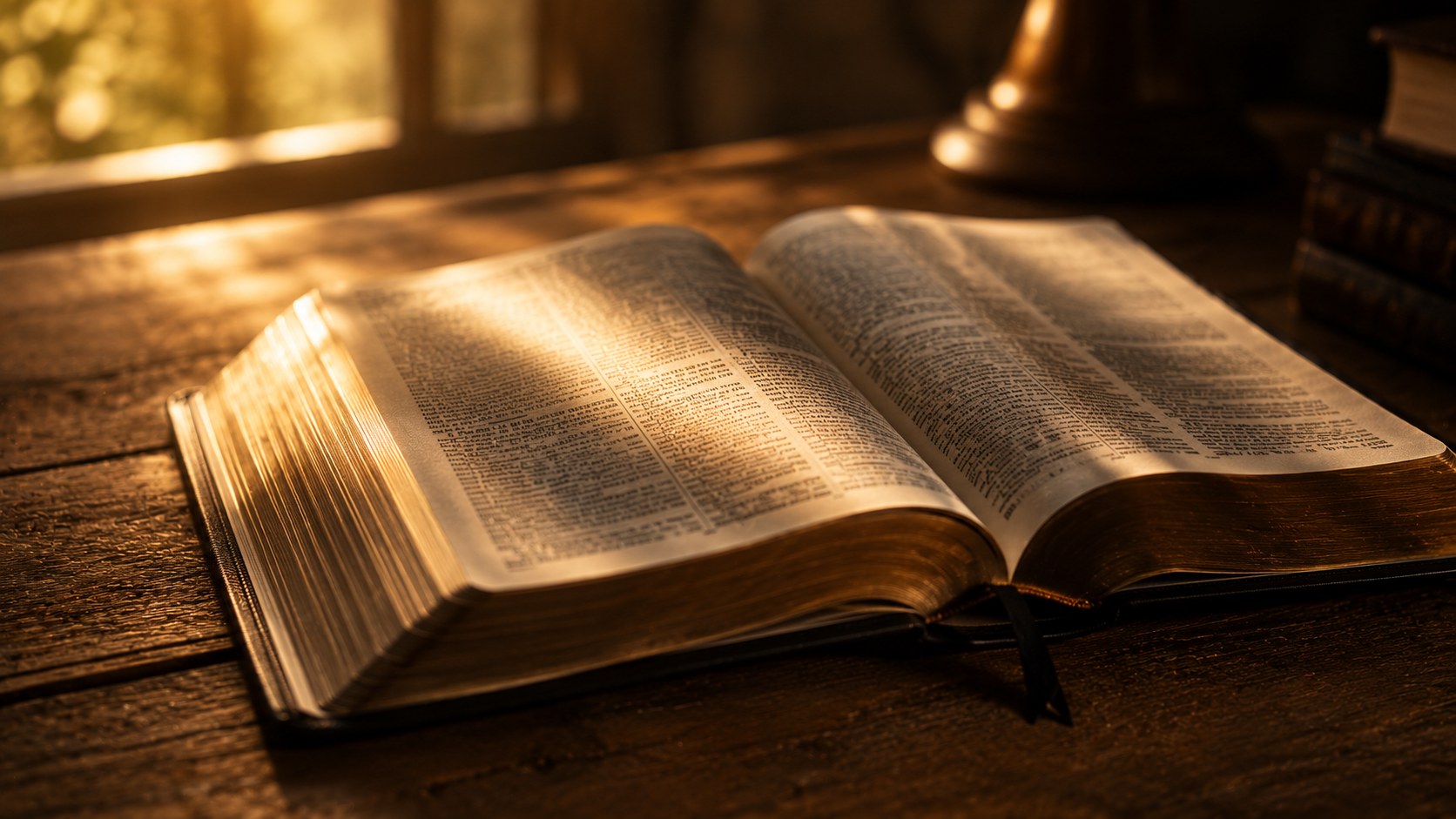 An open Bible with a few verses gently highlighted in warm light, famous bible verses explained