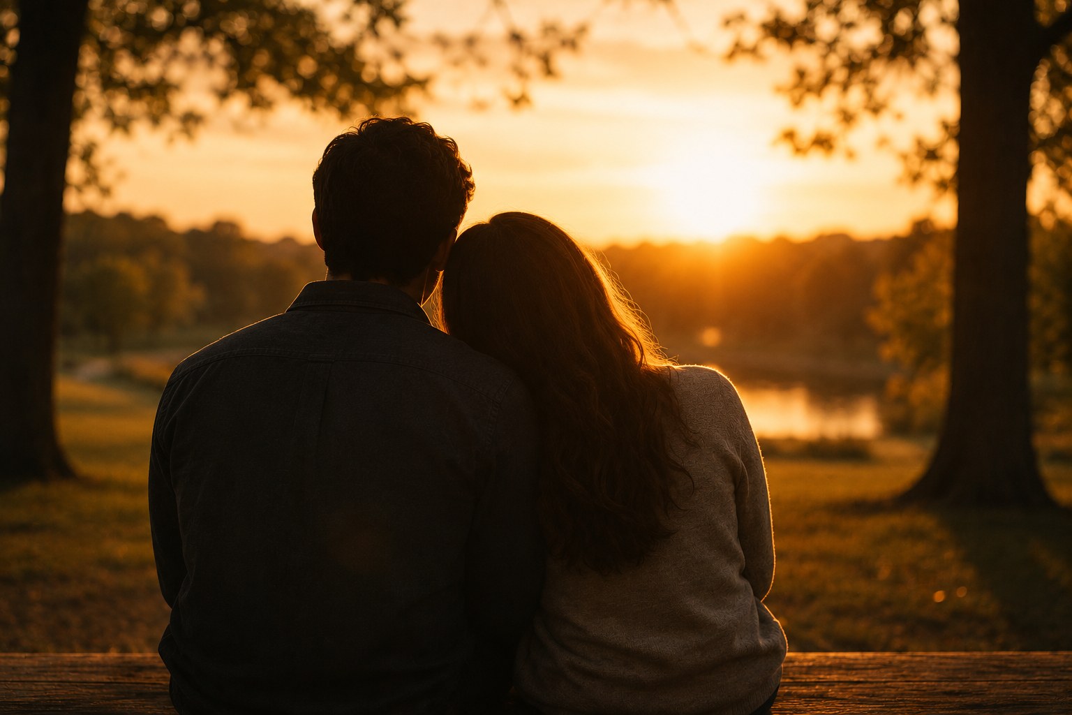 Two people sitting together quietly facing the light, an image of grace in a marriage