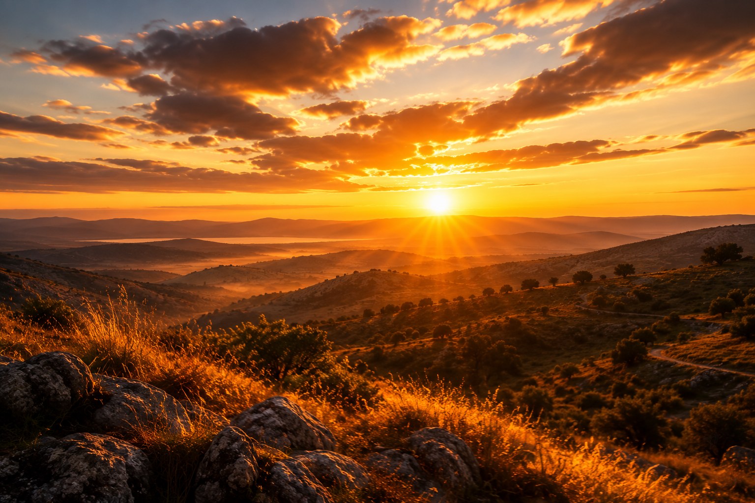 Light breaking over a distant horizon, an image of longing for the Lord's return