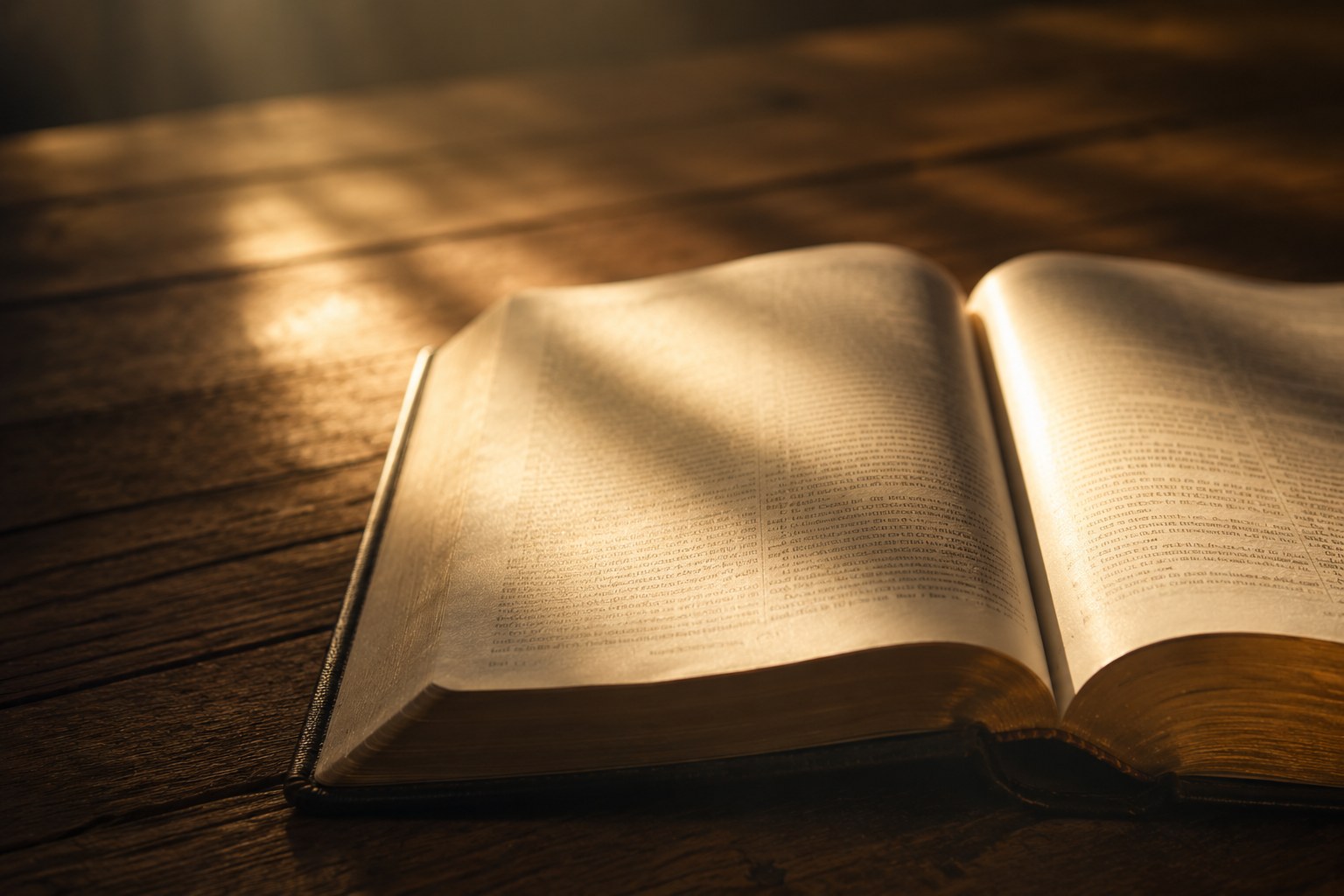 Still, calm light over a quiet open page, an image of pausing to reflect