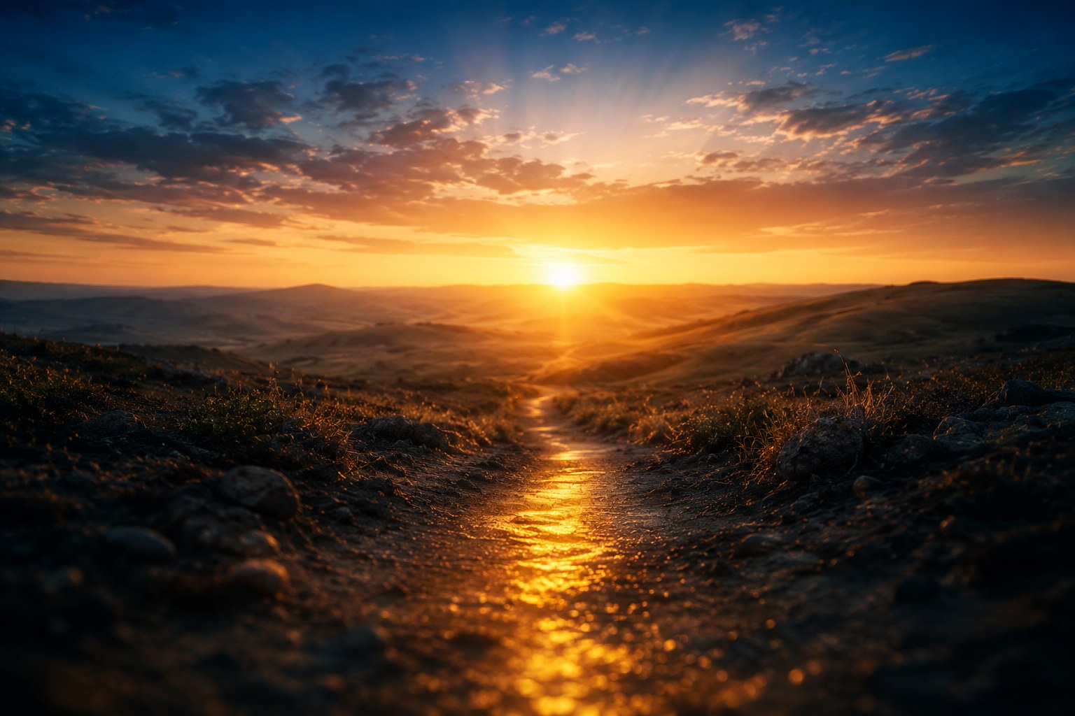 A path of light growing brighter toward dawn, an image of expectant waiting