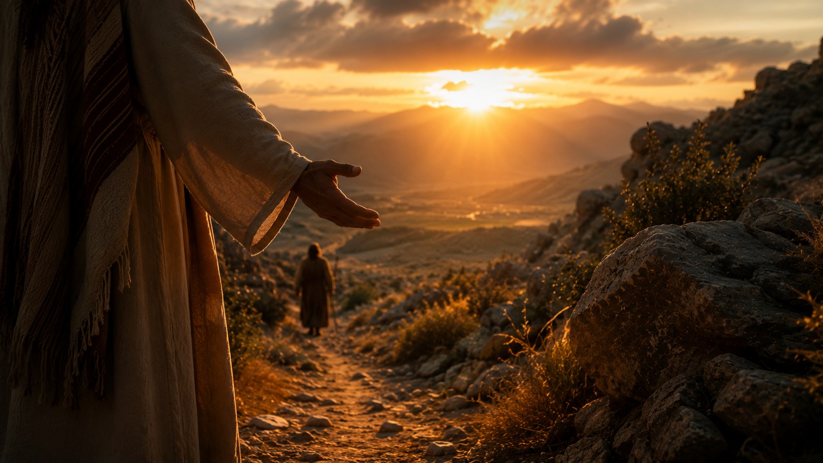 A mountain path at sunrise, an image of God's provision