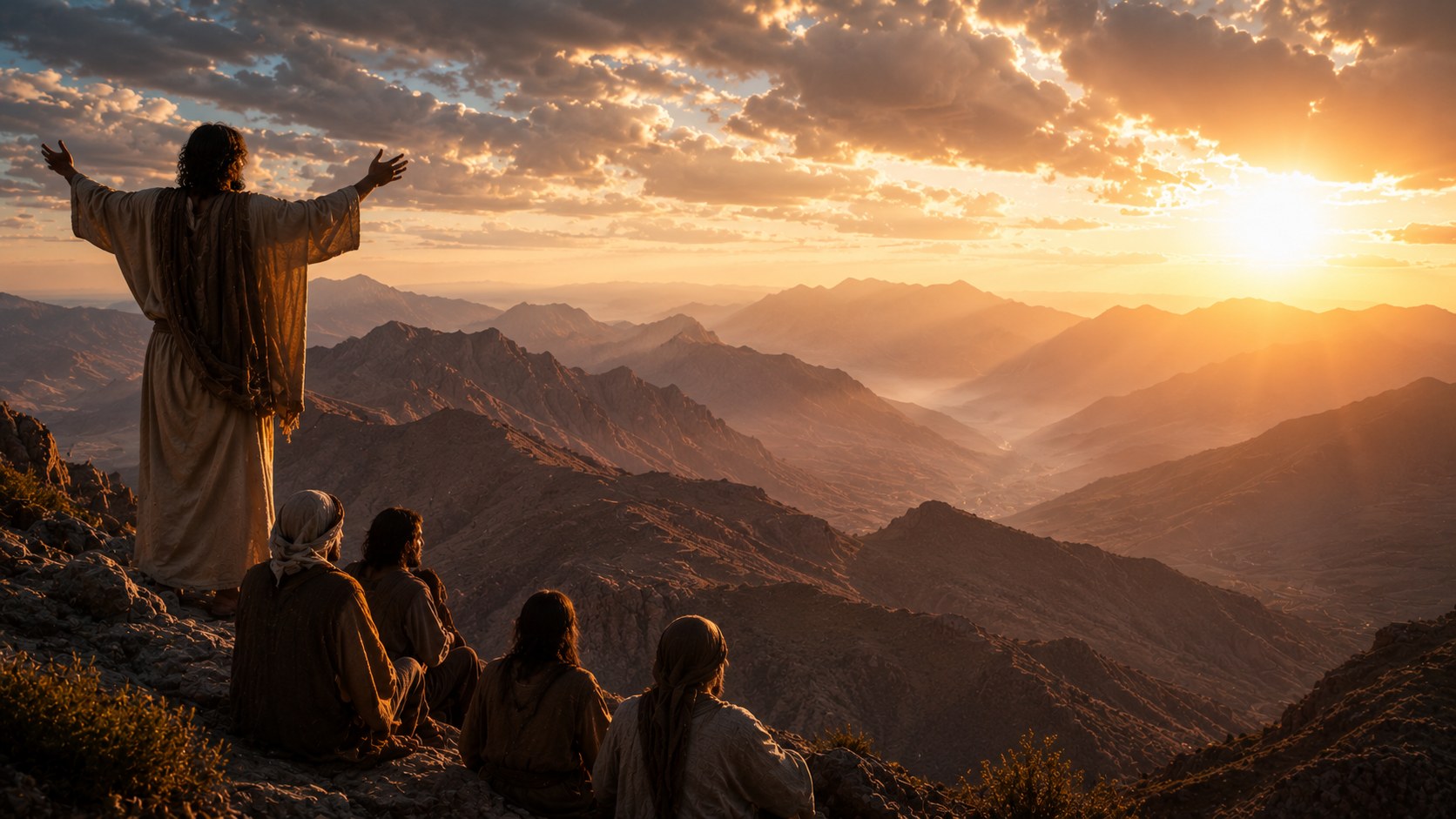 A vast mountain range under a wide sky at dawn, the el shaddai meaning God Almighty