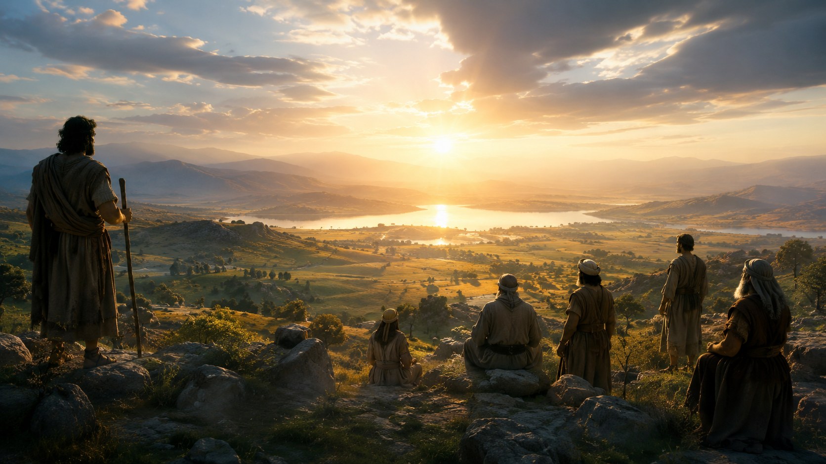 Light spreading across a vast landscape at creation-like dawn, an image of God the Creator