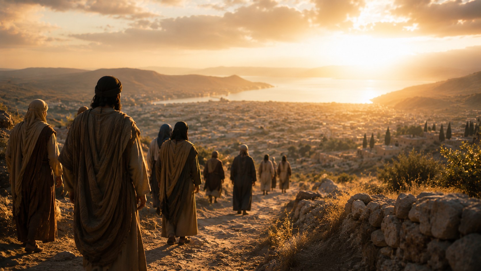 A path leading toward distant nations at sunrise, an image of making disciples of all nations