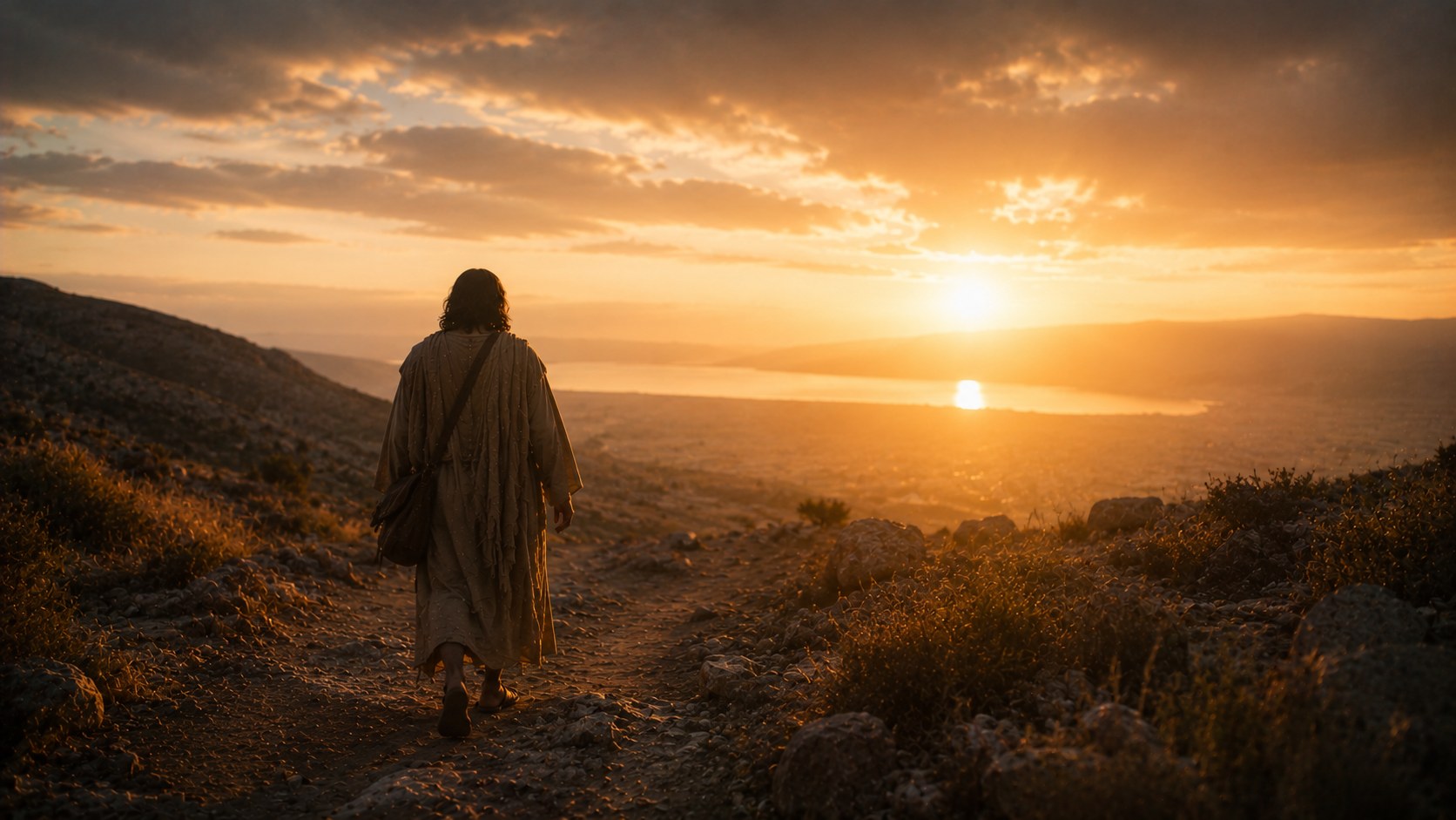 A weary traveler pressing on toward light at dusk, bible verses for strength in hard times