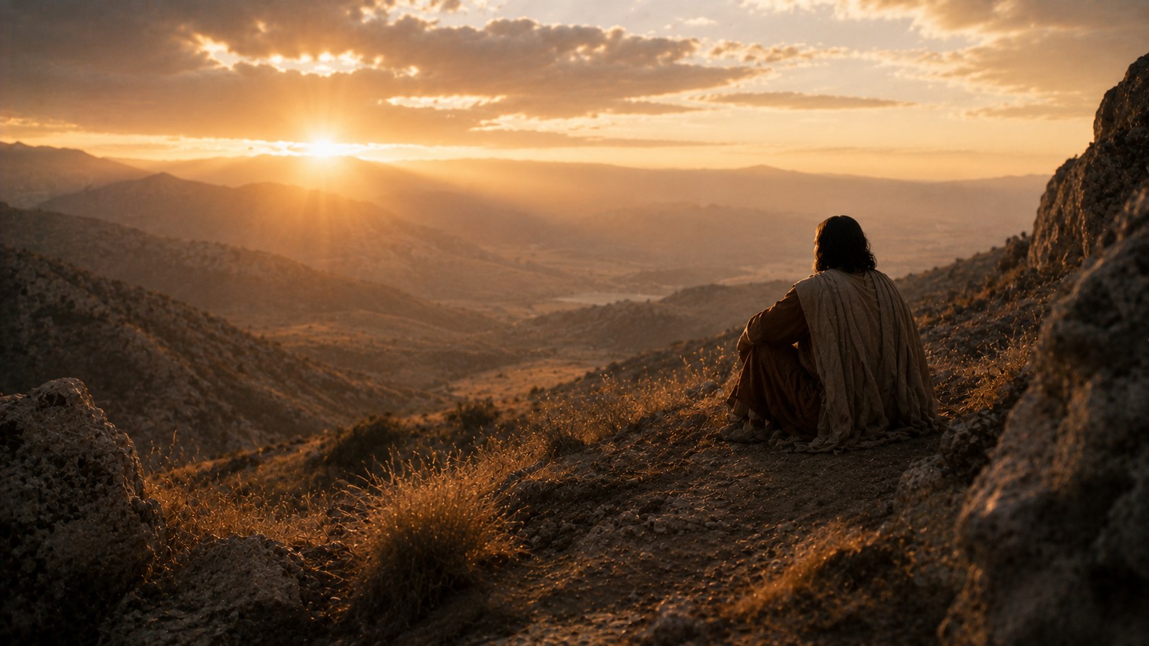 First light over a rugged landscape, an image of strength for the weary