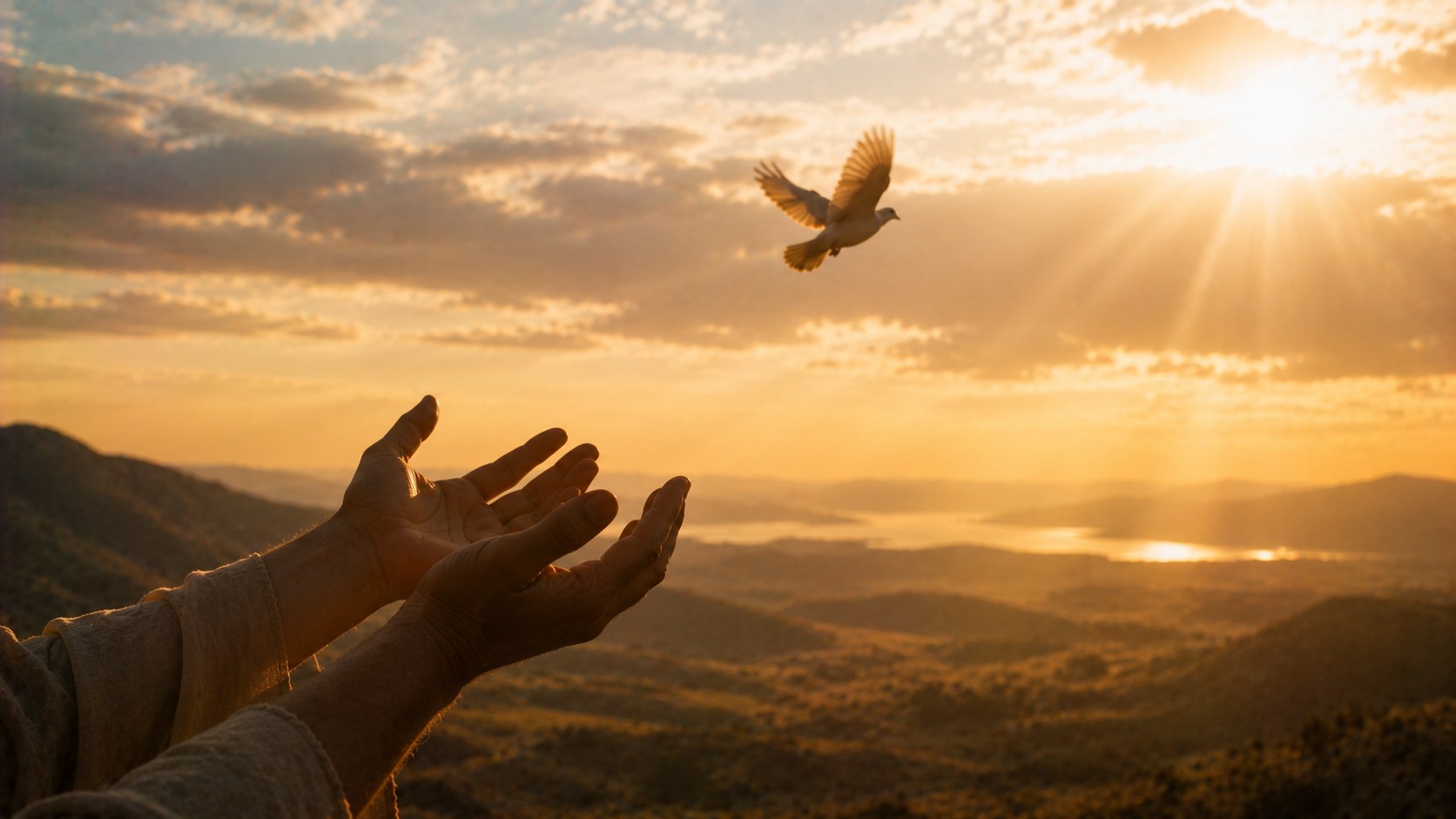 Open hands letting something go in warm light, an image of releasing a wrong