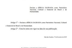 Projeto de lei visa tornar a Bíblia patrimônio nacional