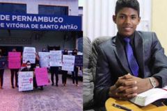 Mulheres protestam em frente à delegacia contra cantor Lucas Roque