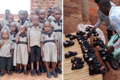 Igreja brasileira envia sapatos a crianças que andavam 2 km descalças até a escola