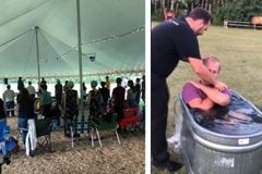 Culto evangelístico ao ar livre tem curas e batismos, no Canadá