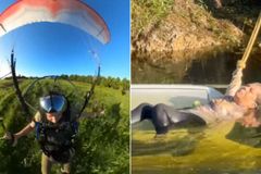 Homem que passeava de parapente vê mulher se afogando e a salva: ‘Deus me usou’