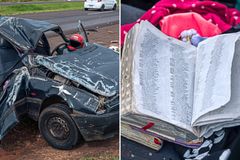 Com Bíblias no carro, motorista sobrevive milagrosamente a capotamento no Paraná