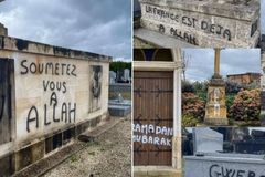 Túmulos e porta de igreja são cobertos de pichações islâmicas: \"A França é de Alá\"