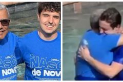 João Augusto Liberato, filho de Gugu, é batizado nas águas