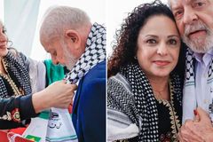 Lula se encontra com grupo pró-palestina e veste lenço com frase \"Jerusalém é nossa\"