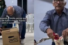 Idoso oferta galinhas para reforma de igreja e ato emociona: \"O Senhor recebeu\"