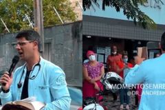 Barrado em hospital, médico prega na rua: \"Falei sobre o Médico dos médicos\"