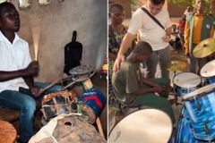 Menino africano que tocava na igreja com sucata ganha bateria: \"Deus realizou seu sonho\"