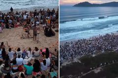 Culto ao amanhecer reúne cerca de 5 mil pessoas em praia de SC: \"Vivemos um mover de Deus\"