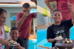 Menino de 7 anos emociona ao dedicar primeiro pedaço de bolo a Jesus em seu aniversário