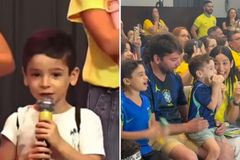 Menino que viralizou ao orar por Neymar celebra convocação na igreja