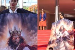 Atriz exibe a volta de Jesus em vestido no festival de Cannes: “Rei da Justiça”