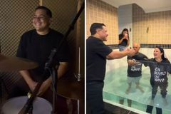 Após 7 anos de oração, baterista vê esposa se batizar: “O Senhor quem convence”