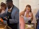 Inspirados por Jesus, noivos servem jantar aos convidados em casamento