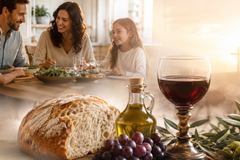 Mesa que cura: O poder do pão, do vinho e do azeite
