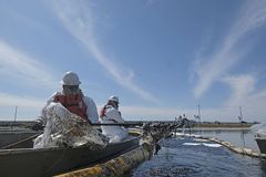 Pipeline break coats beach in oil