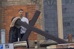 Church 'distressed' after vandal filmed trying to tear down cross
