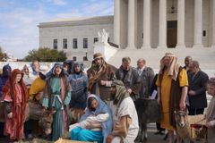 Nativity scene held outside Supreme Court day after abortion arguments: 'Humanity of the baby'