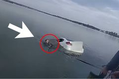 Video Captures Quick-Acting Cops Jumping in Frigid Waters to 'Save a Life' as Woman’s Car Starts Sinking