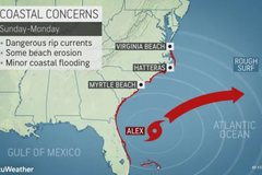 Tropical Storm Alex to Stir Rough Seas Along East Coast on Path Toward Bermuda