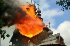 Russia, Ukraine blame each other for burning of historic 16th century wooden church