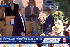 Teen Partially Paralyzed During Hockey Injury 9 Months Ago Sparks Tears, Roaring Cheers as He Walks Across Graduation Stage to Get Diploma