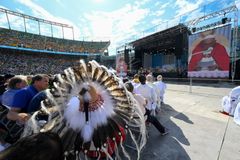 Pope Francis preaches on sharing faith with love before 50,000 at largest stadium in Canada