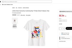 LGBT gear at Kohl's: 'Little kids' T-shirt with transgender flag, 'proud' rainbow baby bib
