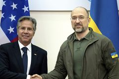 U.S. Secretary of State visits Kyiv as missile kills 16 in eastern Ukraine