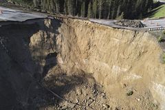 Mountain pass highway falls away in catastrophic failure